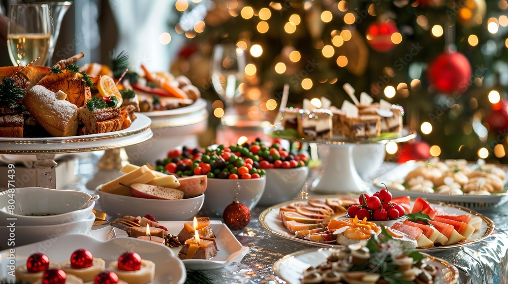 Feast of Festivities: Christmas Dinner Spread with New Year's Cheer, Festive Decor and Delights Feast of Festivities: Christmas Dinner Spread with New Year's Cheer, Festive Decor and Delights