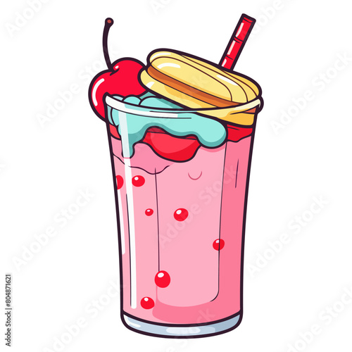 An icon representing a milkshake in a plastic cup, rendered in a vector style with a cup topped