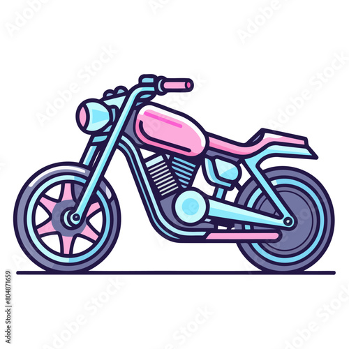 An icon representing a motorcycle  rendered in a vector style with a streamlined frame  two wheels
