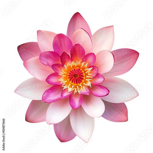 beautiful pink lotus flower top view isolated on white background. Generative Ai