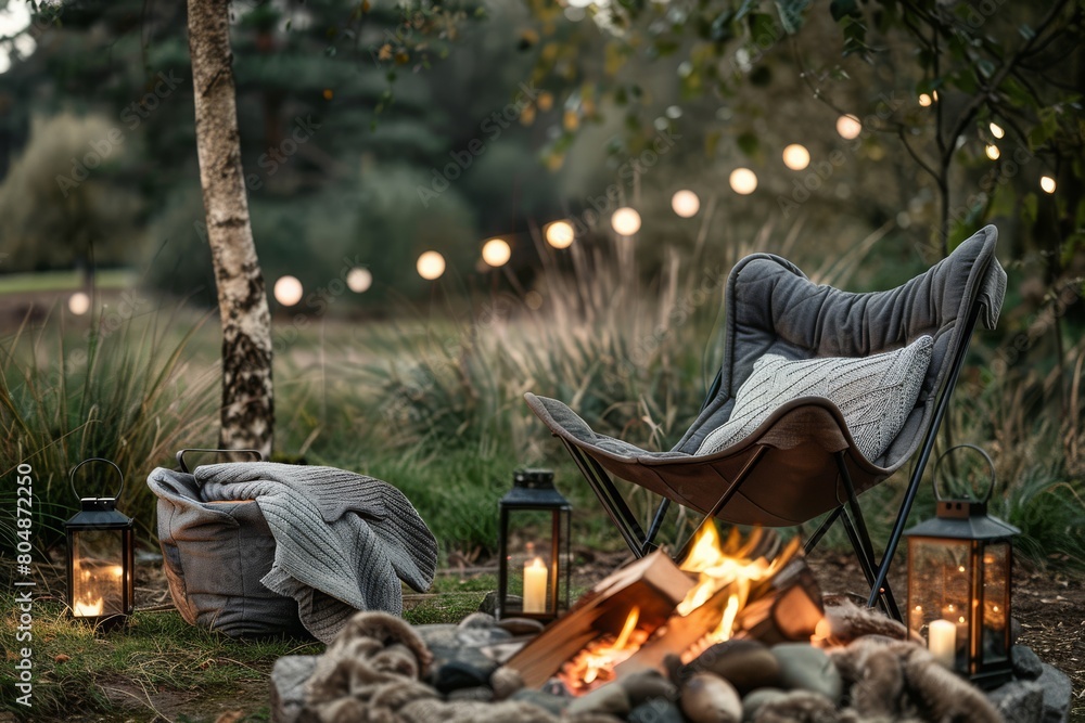 Warm outdoor featuring a campfire