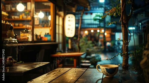 Nighttime Serenity: Enjoying Cozy Japanese Cuisine in Ambient Light photo