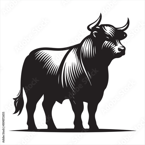 bull vector illustration white background.animal  cow  vector  illustration  farm  silhouette  cartoon  bull  mammal  horse  wild  nature  