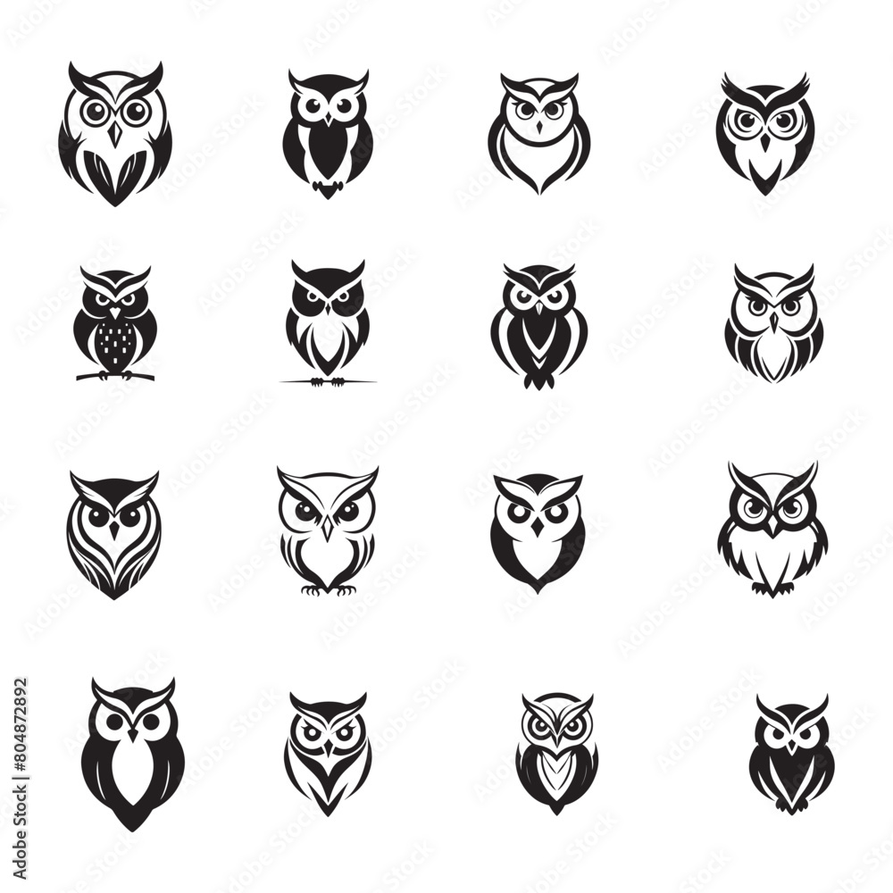 owl vector head logo set with white background, owl logo, owl illustrations
owl vector head logo set with white background, owl logo, owl illustrations