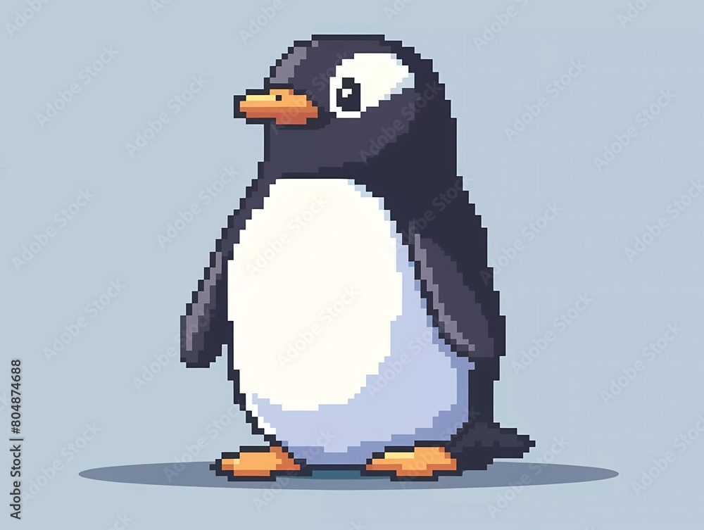 8-bit pixel cute penguin, pixel art vector illustration. 8-bit pixel cute penguin, pixel art vector illustration.
