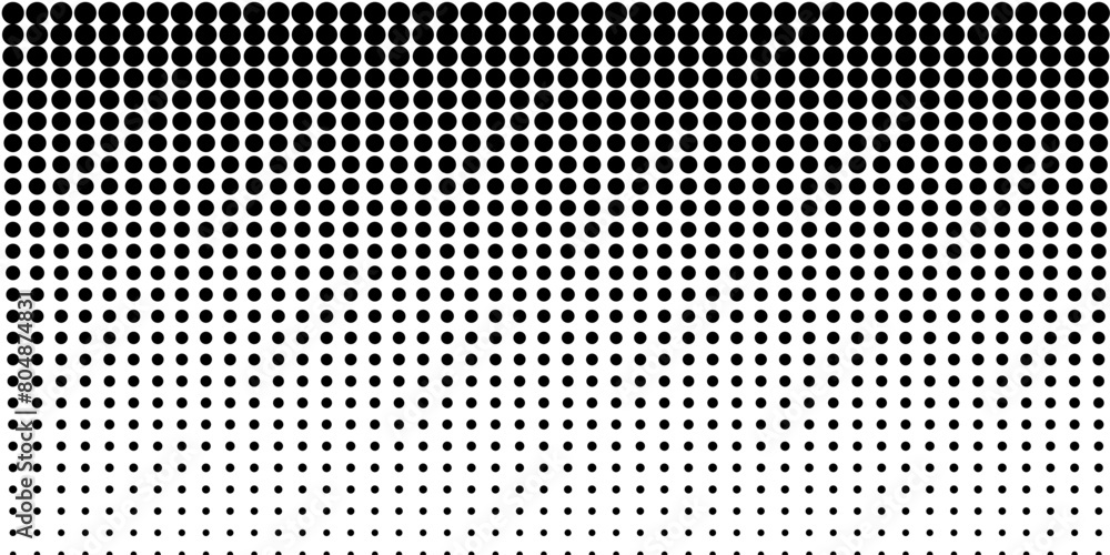 Basic halftone dots effect in black and white color. Halftone effect. Dot halftone. Black white halftone.Background with monochrome dotted texture. Polka dot pattern template. Background with black 