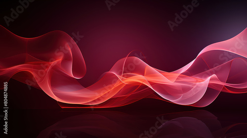 Smooth Flowing White And Red Wave Design Energy Pattern on A Maroon Background