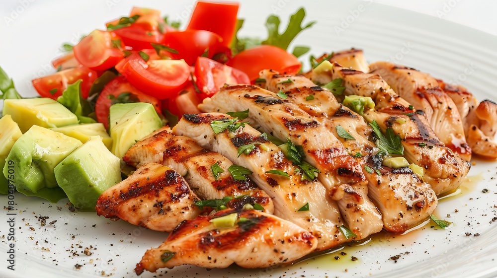 Delicious Grilled Chicken & Avocado Tomato Salad: Healthy Diet Option Delicious Grilled Chicken & Avocado Tomato Salad: Healthy Diet Option