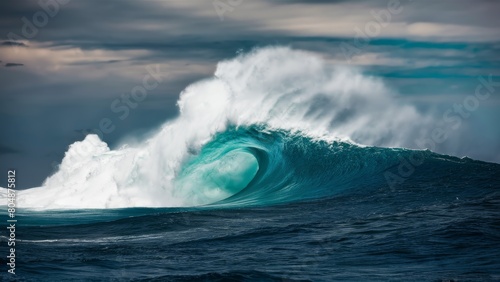 Strong ocean wave in the middle of ocean.