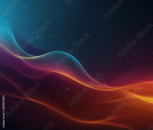 Dark abstract background with glowing wave. Shiny moving lines design element. Modern purple blue gradient flowing wave lines