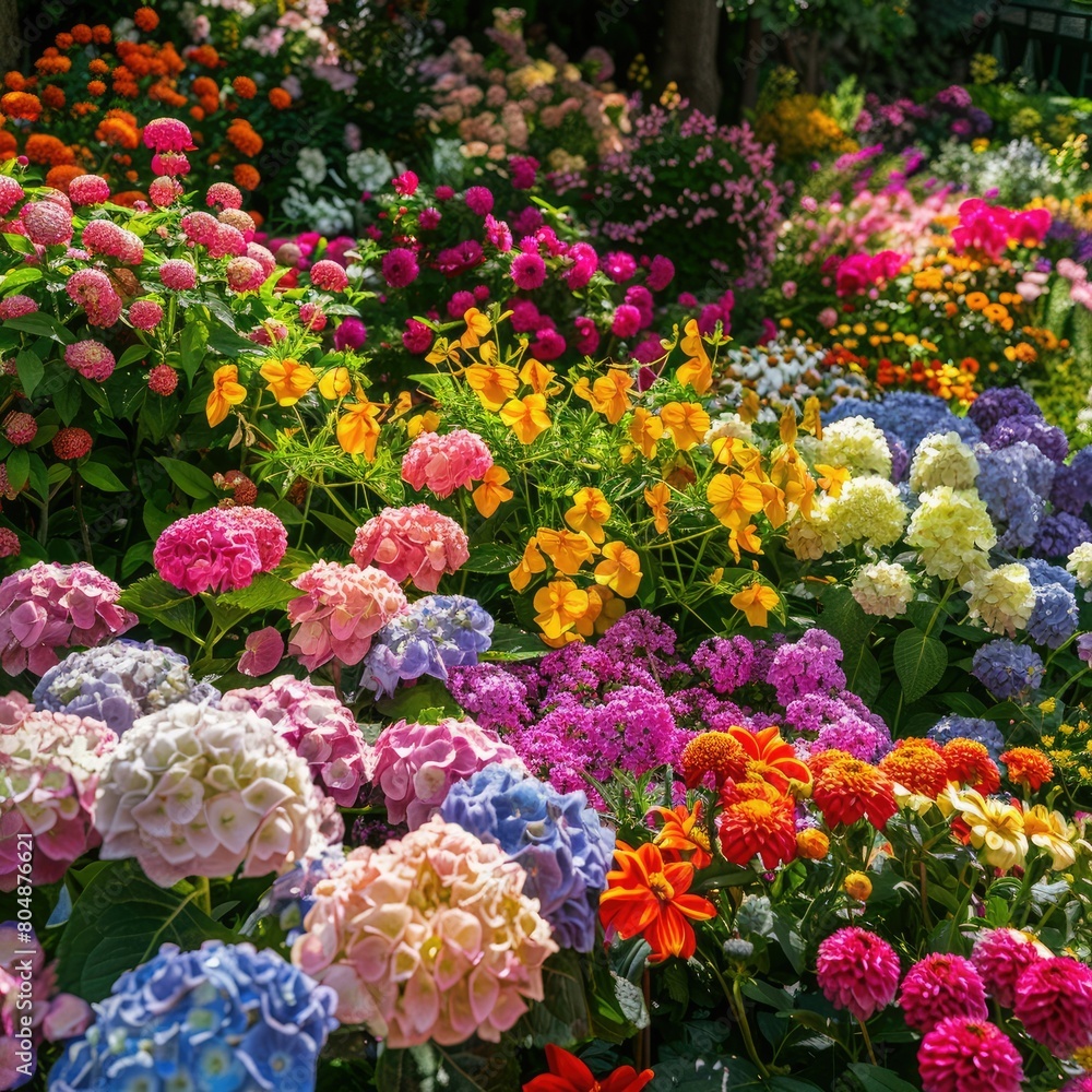 A field of colorful flowers in full bloom A field of colorful flowers in full bloom