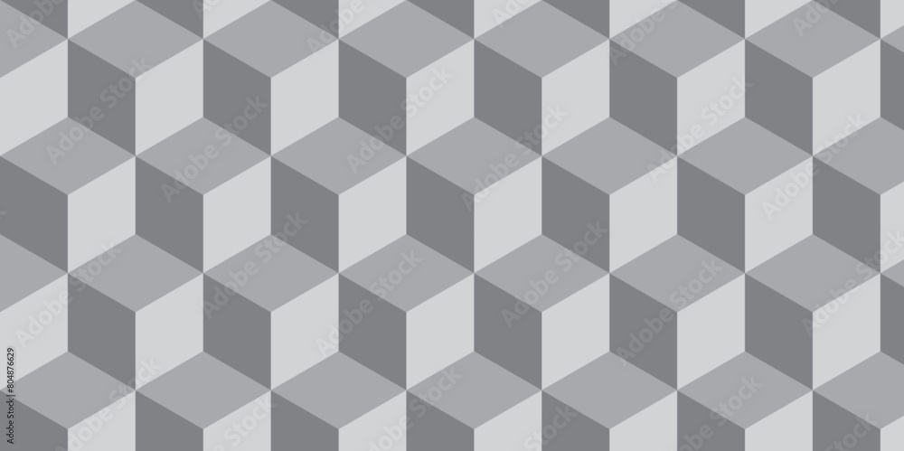 Seamless abstract black and gray stripe rectangles hexagon type cube geometric pattern. modern square diamond mosaic pattern. retro ornament grid tiles and wallpaper used for background. Seamless abstract black and gray stripe rectangles hexagon type cube geometric pattern. modern square diamond mosaic pattern. retro ornament grid tiles and wallpaper used for background.