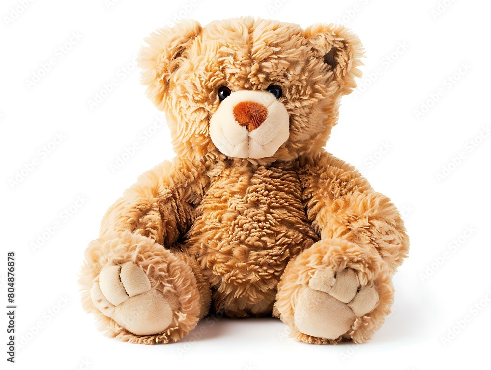 Fototapeta premium Cute teddy bear isolated on white background. Generative Ai