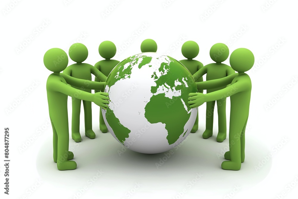 Explore eco-friendly practices with wooden figures holding a green globe. Perfect for illustrating sustainability in business and finance. Explore eco-friendly practices with wooden figures holding a green globe. Perfect for illustrating sustainability in business and finance.