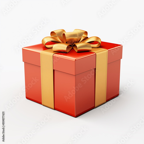 Gift box with ribbon isolated on white. Present for christmas, birthday or any celebration.