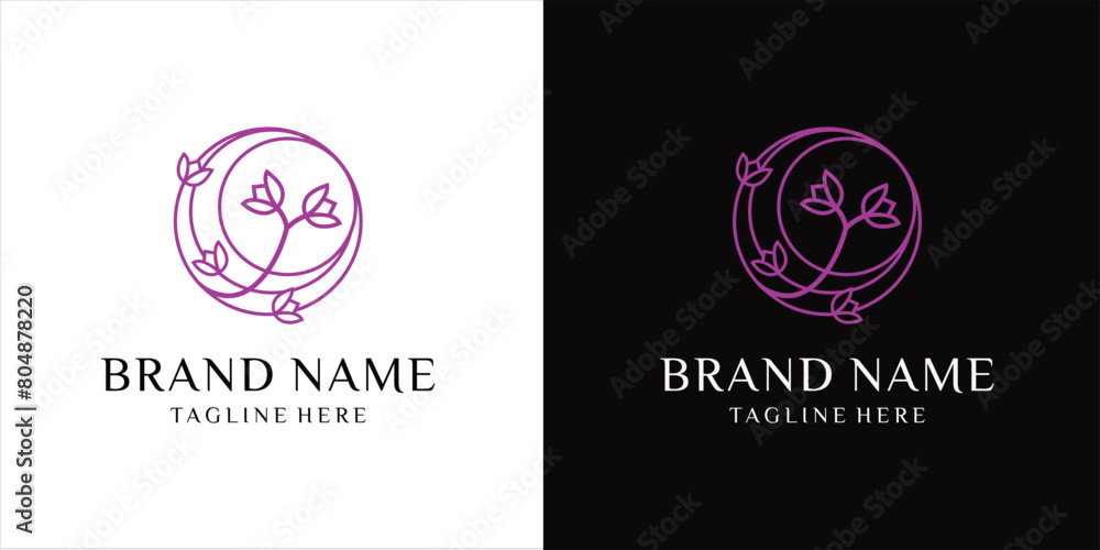 Rose flower logo with circle shape template, design inspiration, vector Rose flower logo with circle shape template, design inspiration, vector