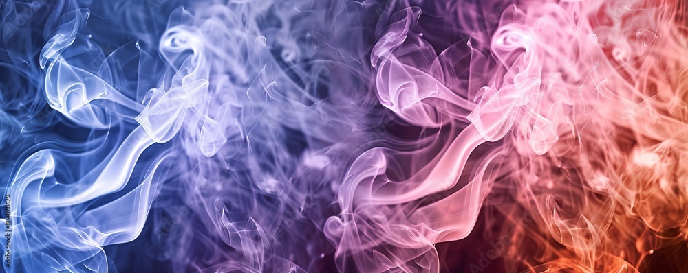 The image shows a blue, purple, and red smoke. The image shows a blue, purple, and red smoke.