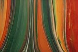 The colorful background of the abstract painting is primarily composed of various shades of green, orange, and red, influenced by the movement and energy found in a sea of colors.