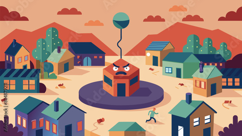 In a small town the anxiety amplifier stood in the center of the market causing chaos and distress a the once peaceful community..