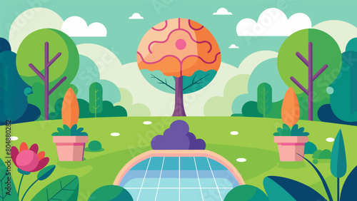 A sense of tranquility and peace permeates the garden representing the relief and ease that comes with a healed brain..