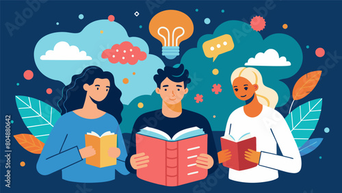 A book club exclusively for neurodivergent readers and writers discussing and analyzing books written by neurodivergent authors.. Vector illustration