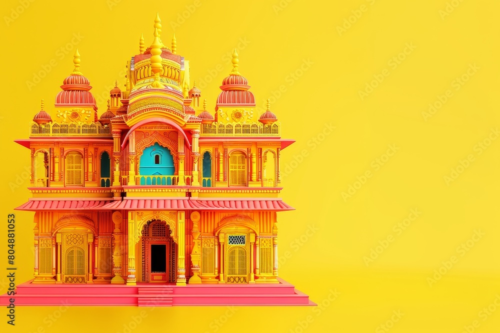 A large colorful building with a dome on top A large colorful building with a dome on top