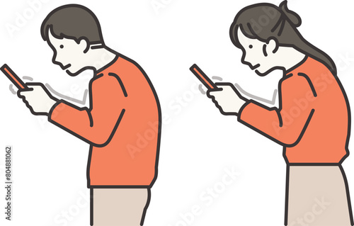 using cell phone text neck syndrome vector image © 정의 장