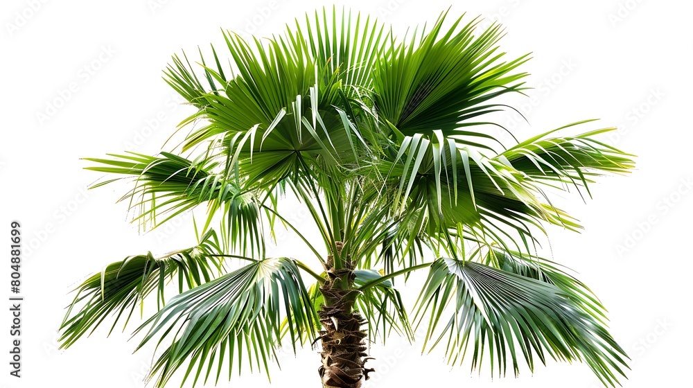 Green palm tree isolated on white background. Generative Ai Green palm tree isolated on white background. Generative Ai