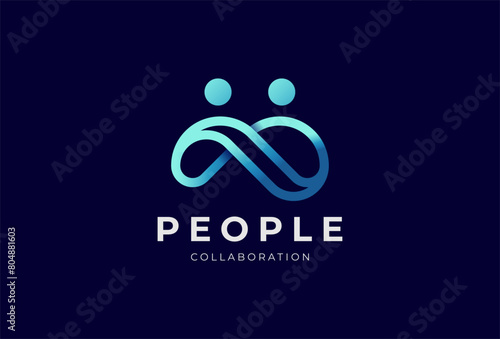 People logo design, human with infinity icon combination, people design Logo template element , vector illustration