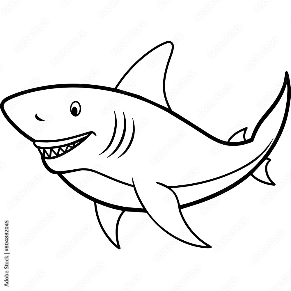 Fototapeta premium shark cartoon isolated on white