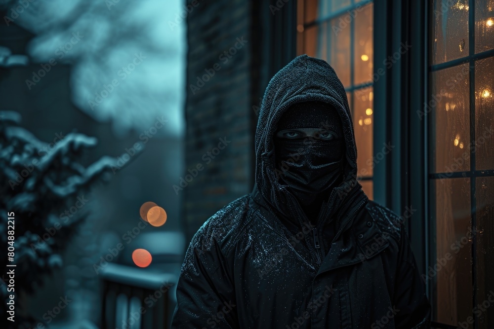 Man in black hoodie standing by window Man in black hoodie standing by window