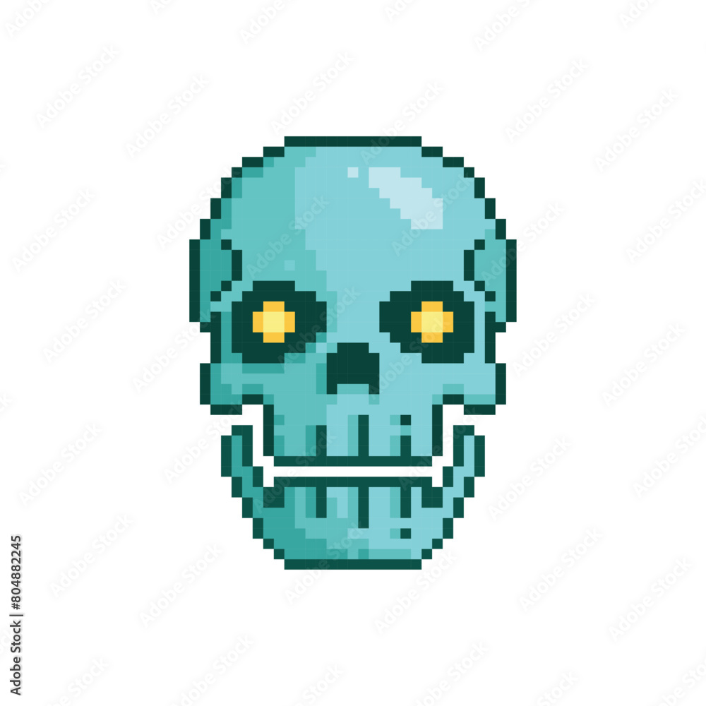 Obraz premium Evil green skull, pixel art character