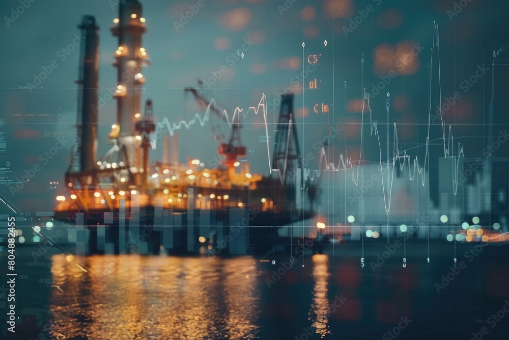 Obraz premium Oil rig operations in open ocean