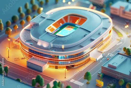 A stadium with a large oval shape and a lot of windows