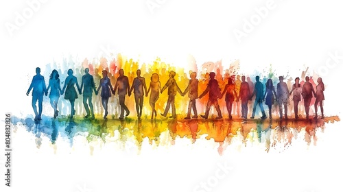 Diverse group of people holding hands in unity,community,and mutual support,showcasing the essence of the concept of helping each other in a