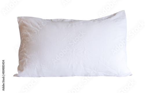 Top view of single white pillow after use isolated with clipping path in png file format