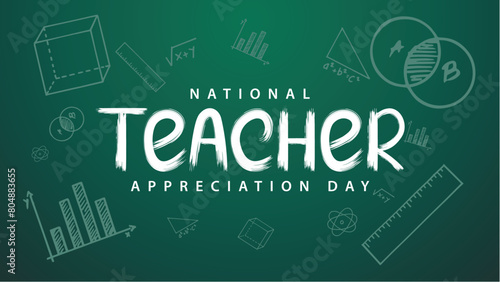 National teacher appreciation day. Hand sketched formula vector illustration. Suitable for banners, web, social media, greeting cards etc