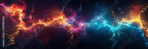 abstract pattern of electrical sparks against a dark background with vibrant accents