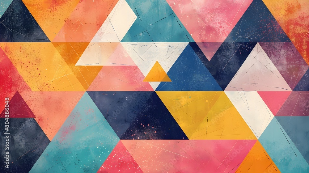 Fototapeta premium Triangle pattern. Colorful, grunge and seamless. Grunge effects