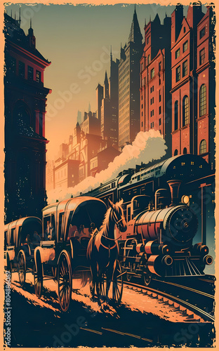 Vintage Train Poster Design photo