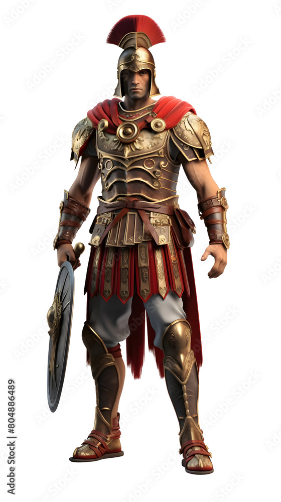 3D gaming warrior character on transparent background