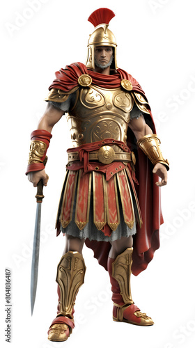 3D gaming warrior character on transparent background