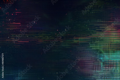 An overlay of VHS noise and glitch effect on black background, scratches and video damage of burnt film strip or hacked pc.