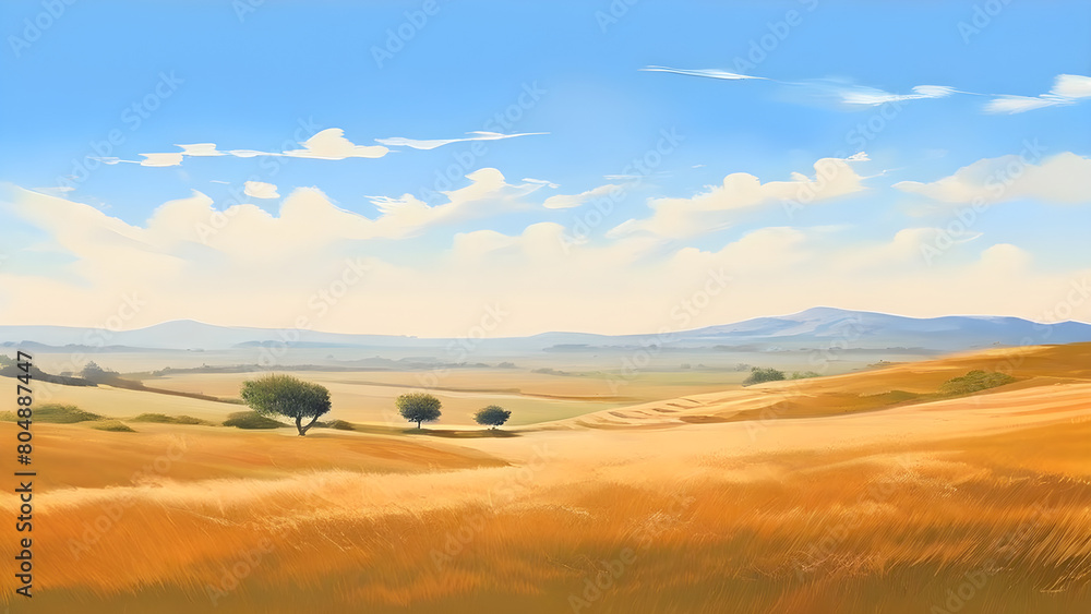 Fototapeta premium Summer landscape combined with minimalist composition