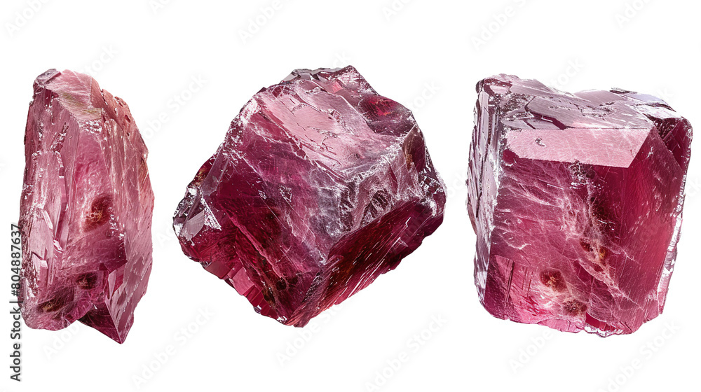 Red Tourmaline Gemstone in 3D Digital Art, Isolated on Transparent Background for Jewelry Designs and Luxury Decorations