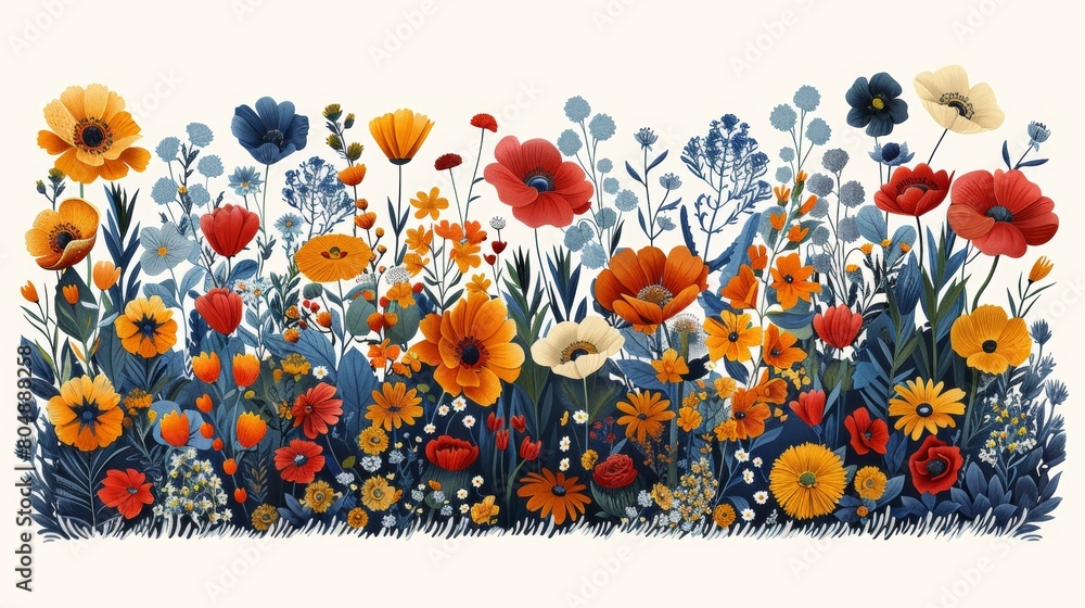 There are four seasons of flower posters. A spring, summer, fall ...