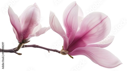 Pink magnolia flower isolated on white background. Generative Ai