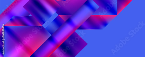 A vibrant mix of azure, electric blue, magenta, and violet geometric shapes on a blue background, creating a colorful and eyecatching design with a touch of pink accents