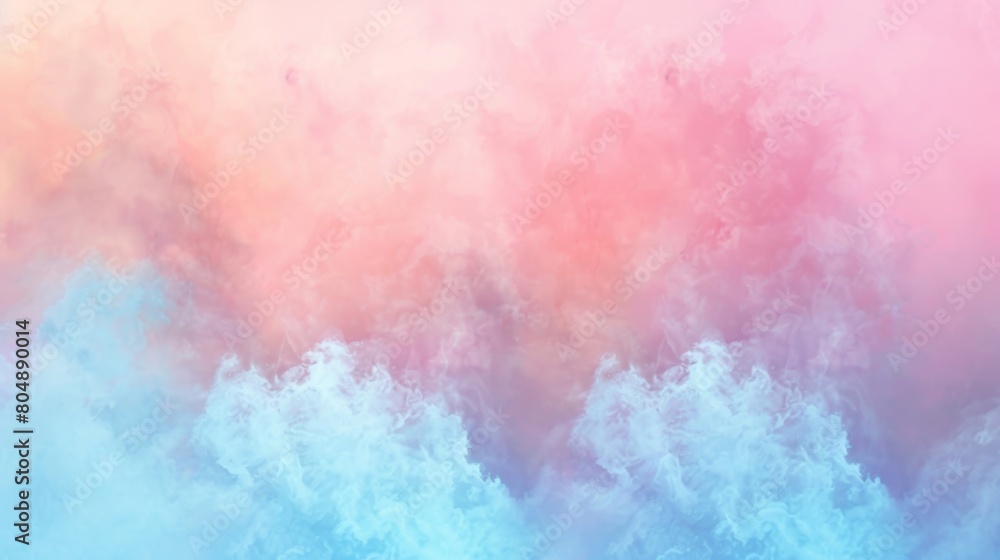 A pink and blue sky with fluffy clouds forming a serene backdrop