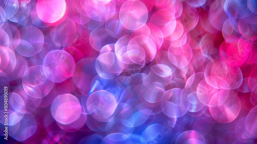 A blurred view of vibrant pink and blue lights creating a magical atmosphere